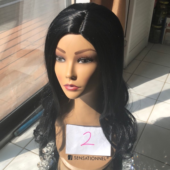 NEW long black wavy light curls wig - Picture 2 of 7